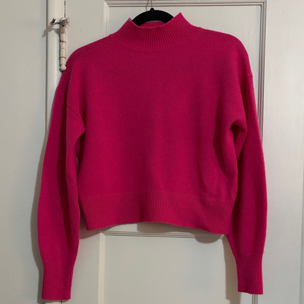 Aritzia Babaton Vibrant Pink Mockneck Sweater